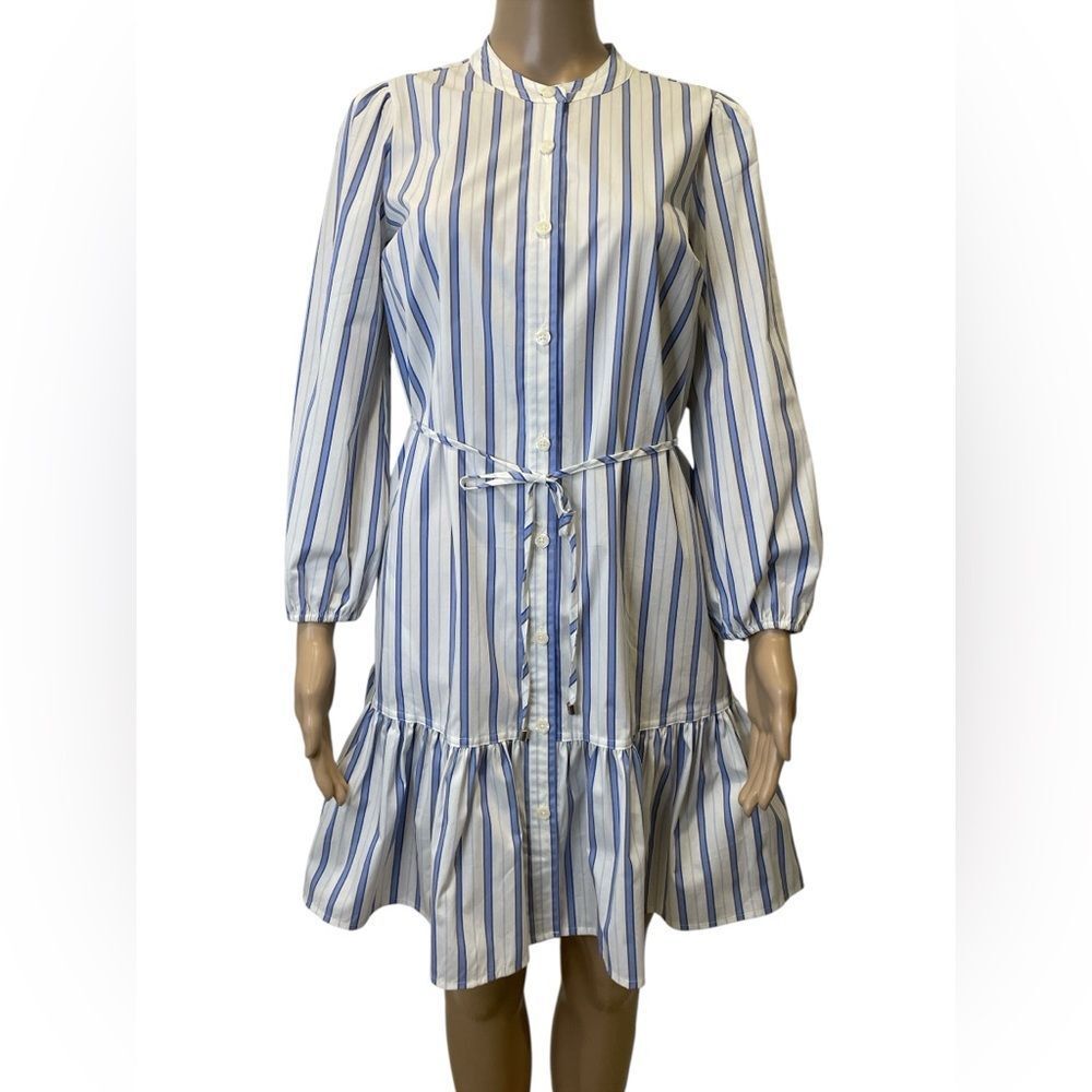 Nine West Blue Striped Button-Down Dress size X small